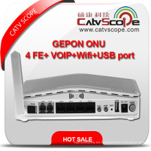 Puerto del alto rendimiento 4 Ethernet + VoIP + WiFi + USB Puerto Gpon / Epon / Gepon ONU